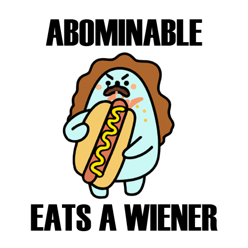 Abominable Hotdog sticker for sale on Etsy.