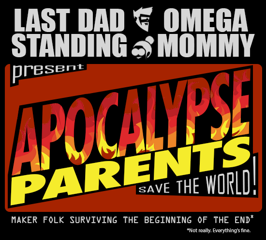 Last Dad Standing and Omega Mommy combined logos for Apocalypse parents podcast.