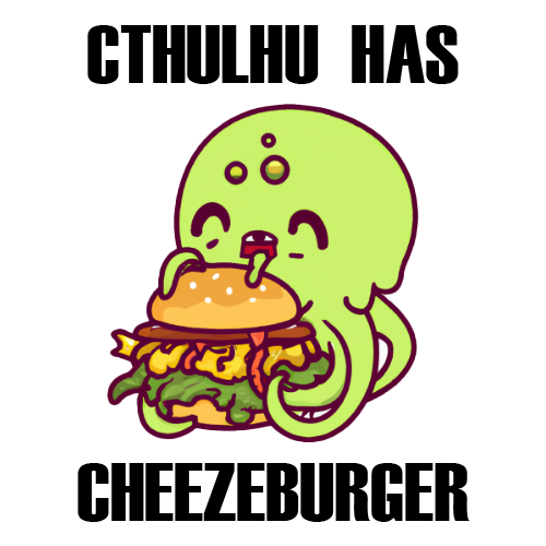 Cthulhu Cheezburger sticker for sale on Etsy.